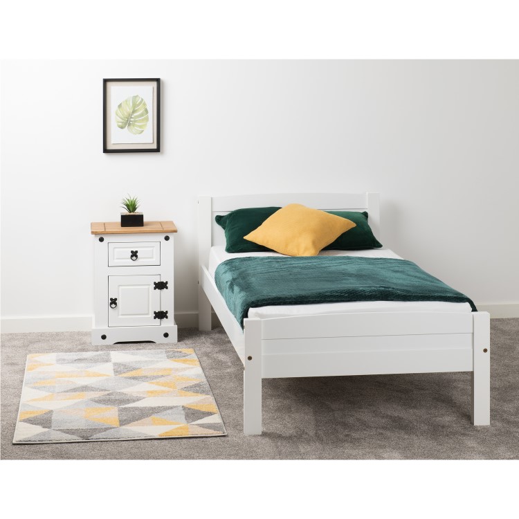 White Painted Single Bed Frame - Amber - Seconique