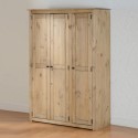 WHW142NW Solid Pine 3 Door Triple Wardrobe - Panama - Seconique