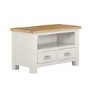 Willow Farmhouse TV Unit Stand with Storage Drawers - Cream & Light Oak