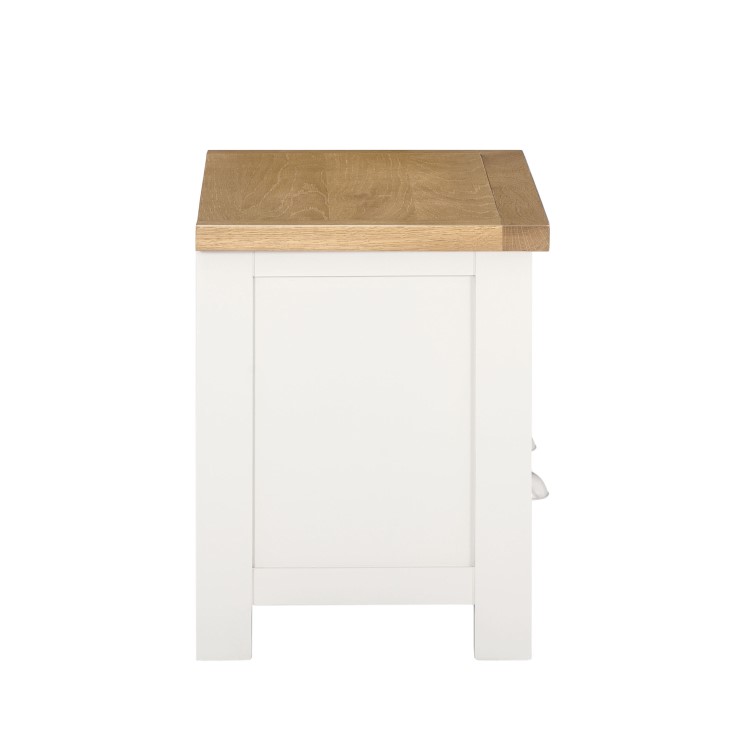 Willow Farmhouse TV Unit Stand with Storage Drawers - Cream & Light Oak