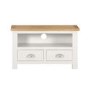 Willow Farmhouse TV Unit Stand with Storage Drawers - Cream & Light Oak