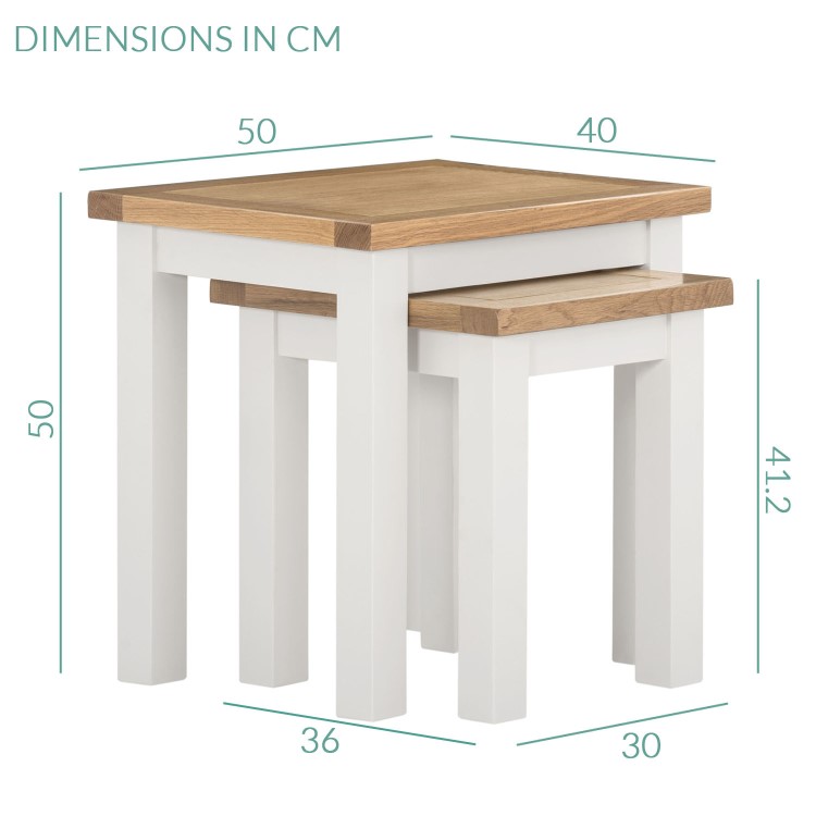 Willow Cream Nest of Tables with Two Tone Oak Top - 2