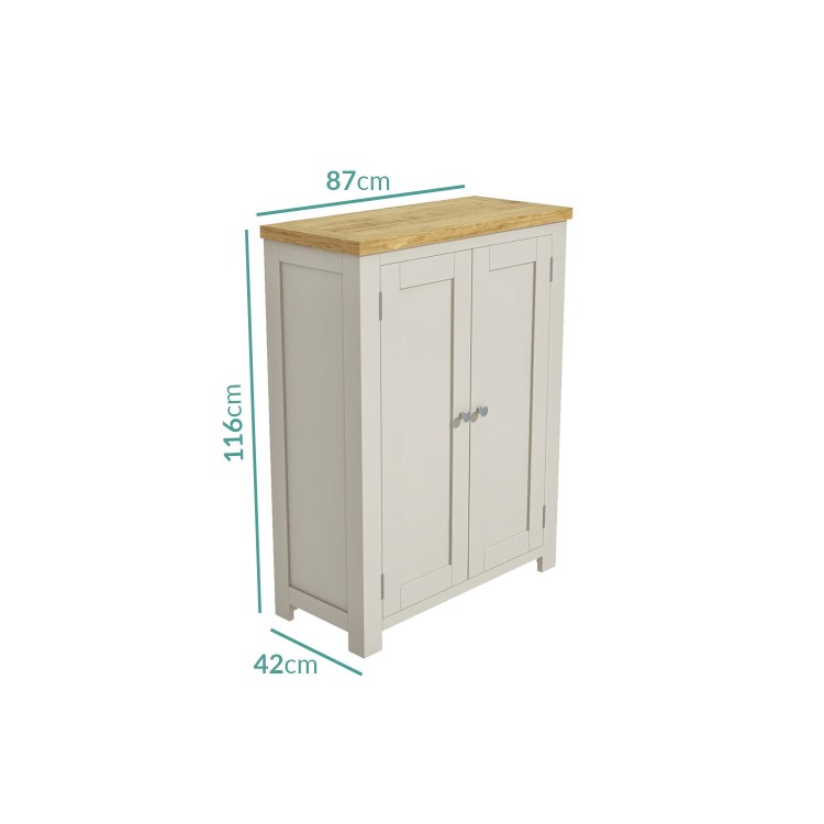 Cream Shoe Cabinet with Oak Top - Willow