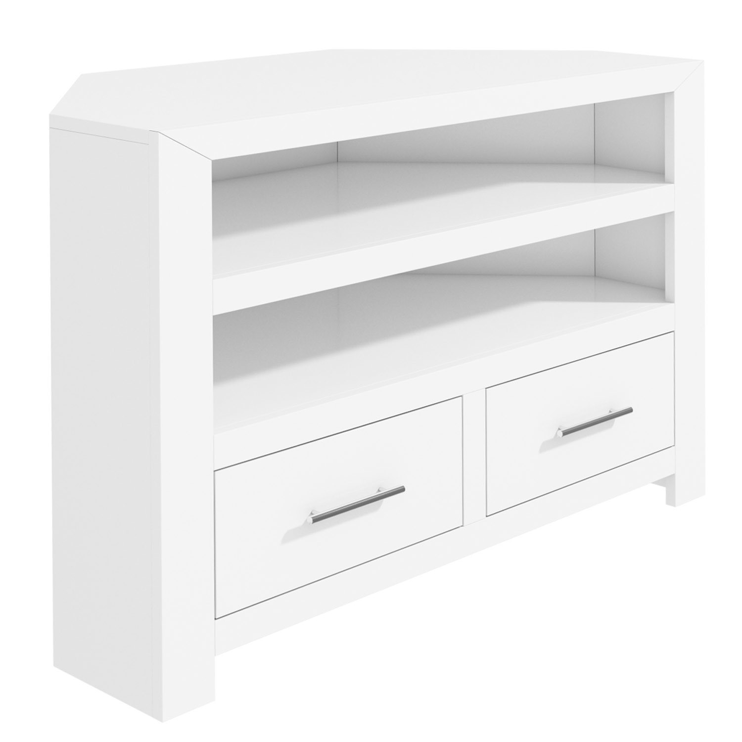 White Corner TV Unit in Solid Wood TV up to 36" Windsor
