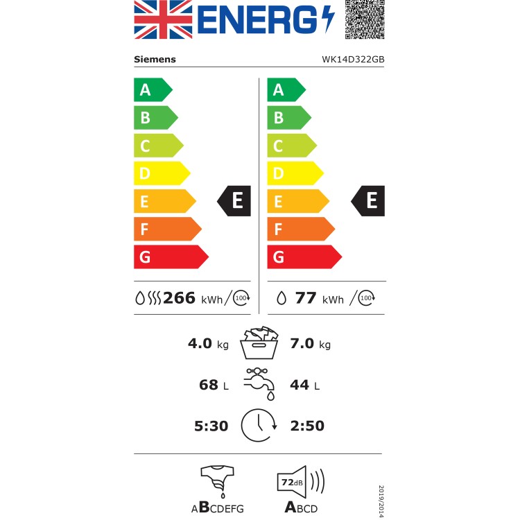 Siemens iQ300 7kg Wash 4kg Dry Integrated Washer Dryer