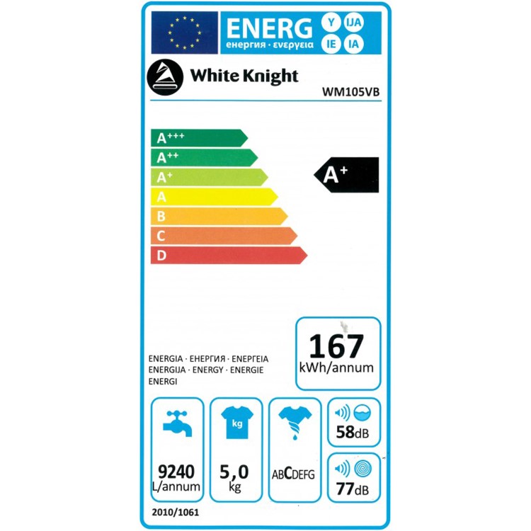 White Knight WM105VB 5kg 1000rpm Freestanding Washing Machine - Black
