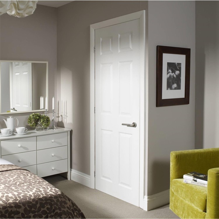 Internal White 6-Panel Georgian-Style Door - Unfinished - 2040 x 826 x 40mm - Colonist - XL Joinery