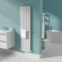 White Designer Wall-Mounted Towel Holder for Steel & Electric Radiators - 420mm