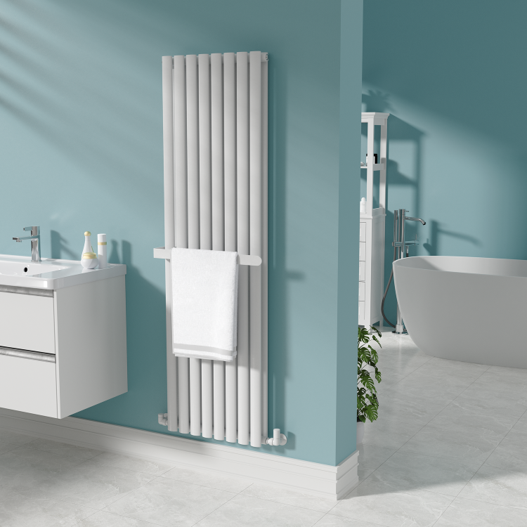 White Designer Wall-Mounted Towel Holder for Steel & Electric Radiators - 520mm