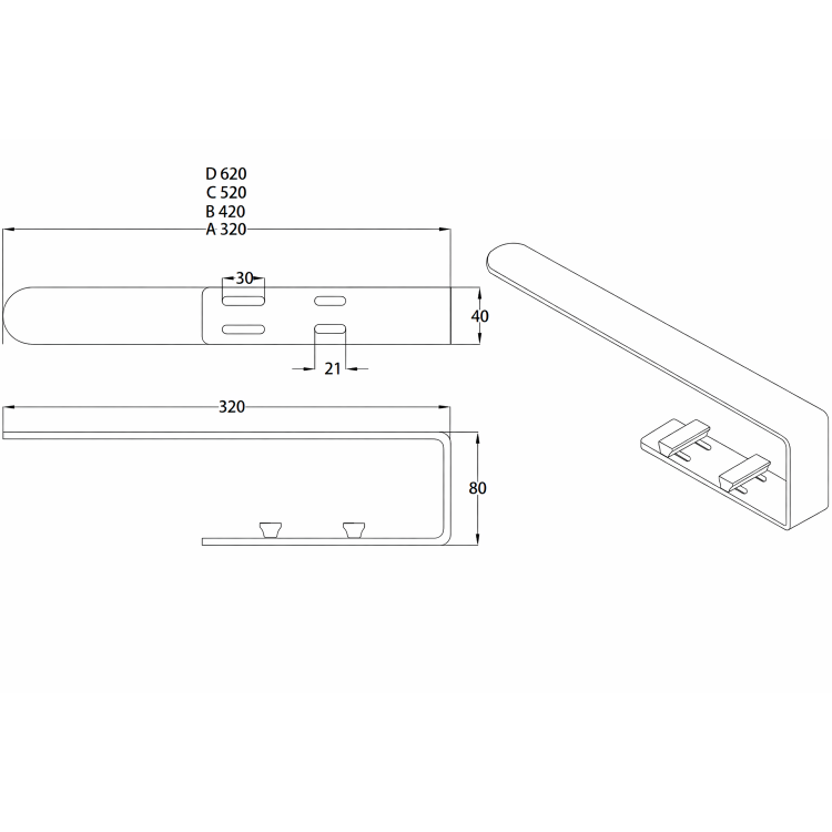 White Designer Wall-Mounted Towel Holder for Steel & Electric Radiators - 520mm
