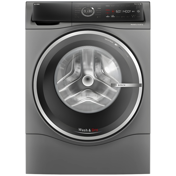 Refurbished Bosch Series 8 i-Dos WNC254ARGB Freestanding 10.5/6KG 1400 Spin Washer Dryer Grey
