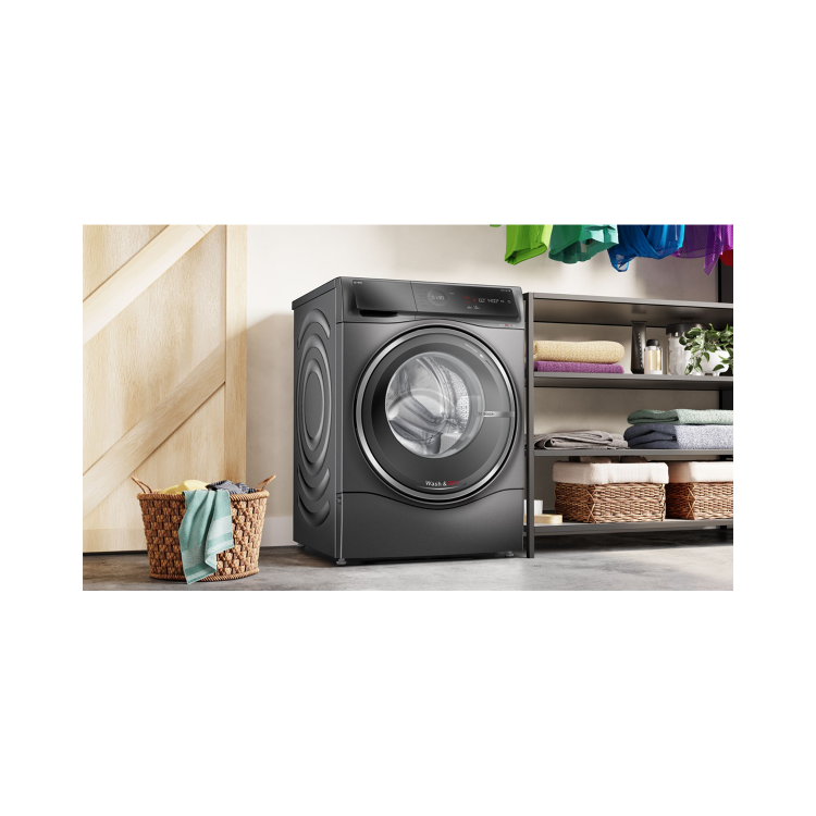 Refurbished Bosch Series 8 i-Dos WNC254ARGB Freestanding 10.5/6KG 1400 Spin Washer Dryer Grey
