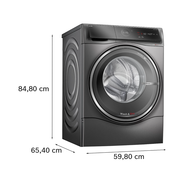 Refurbished Bosch Series 8 i-Dos WNC254ARGB Freestanding 10.5/6KG 1400 Spin Washer Dryer Grey