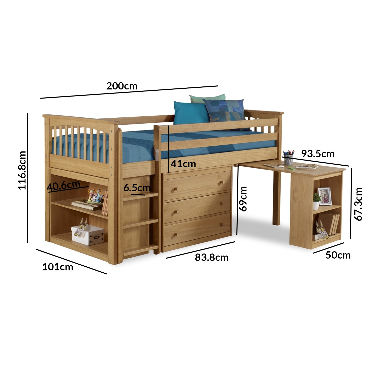 Windermere solid 2024 pine mid sleeper