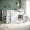 White Mid Sleeper Cabin Bed with Storage and Desk - Windermere