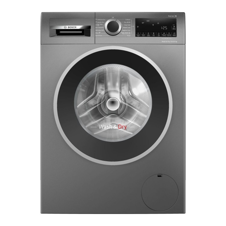 Refurbished Bosch Series 6 WNG254R1GB Freestanding 10.5/6KG 1400 Spin Washer Dryer Graphite