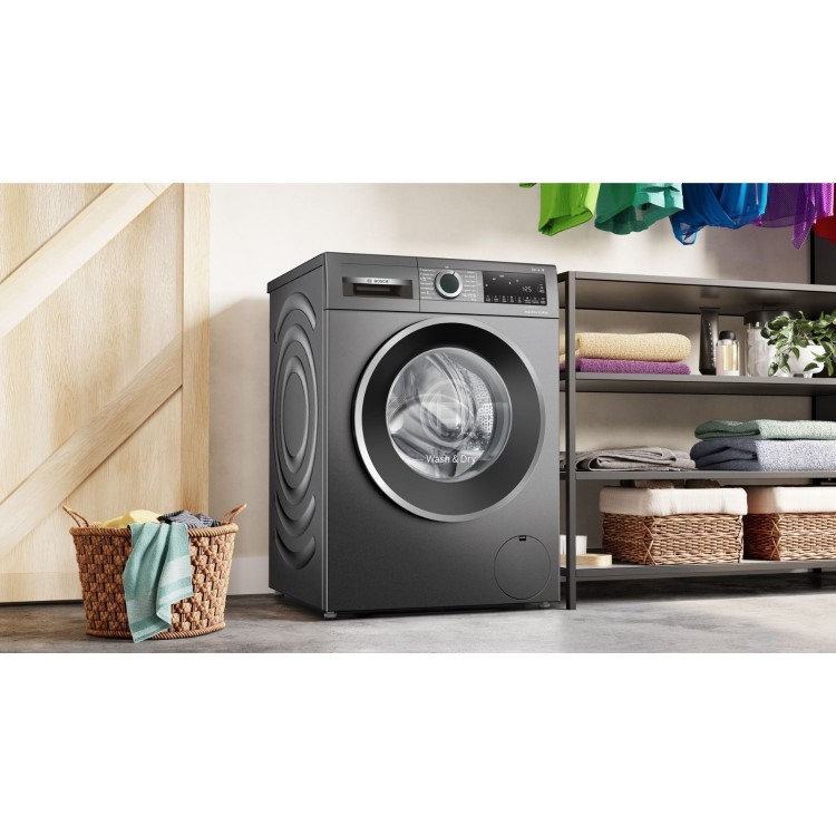 Refurbished Bosch Series 6 WNG254R1GB Freestanding 10.5/6KG 1400 Spin Washer Dryer Graphite