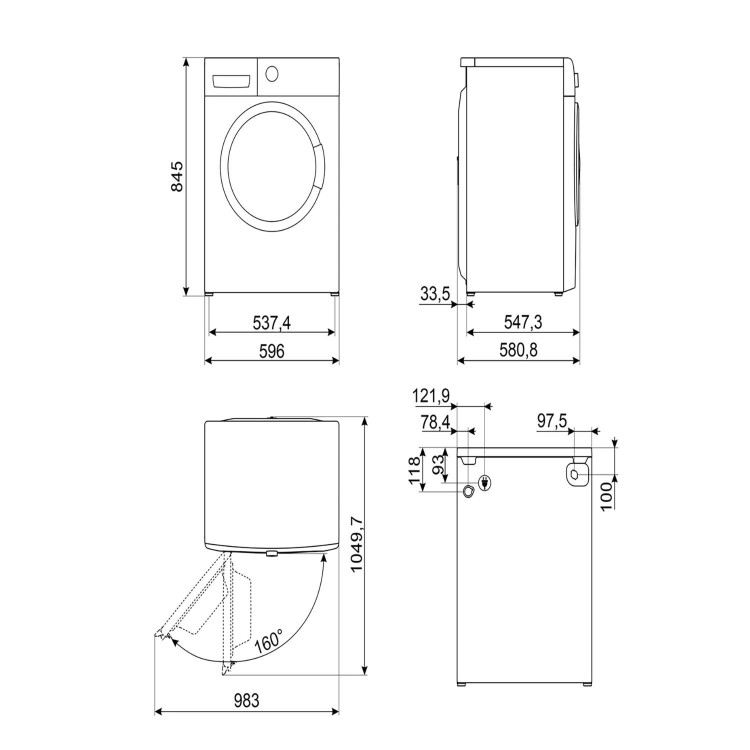 Refurbished Smeg WNP96SEAUK Freestanding 9KG 1600 Spin Washing Machine White