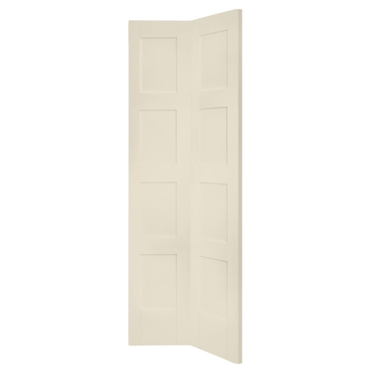 Shaker 4 Panel Bi-Fold Internal White Primed Door - White Primed, 1981 x 686 x 35 mm
