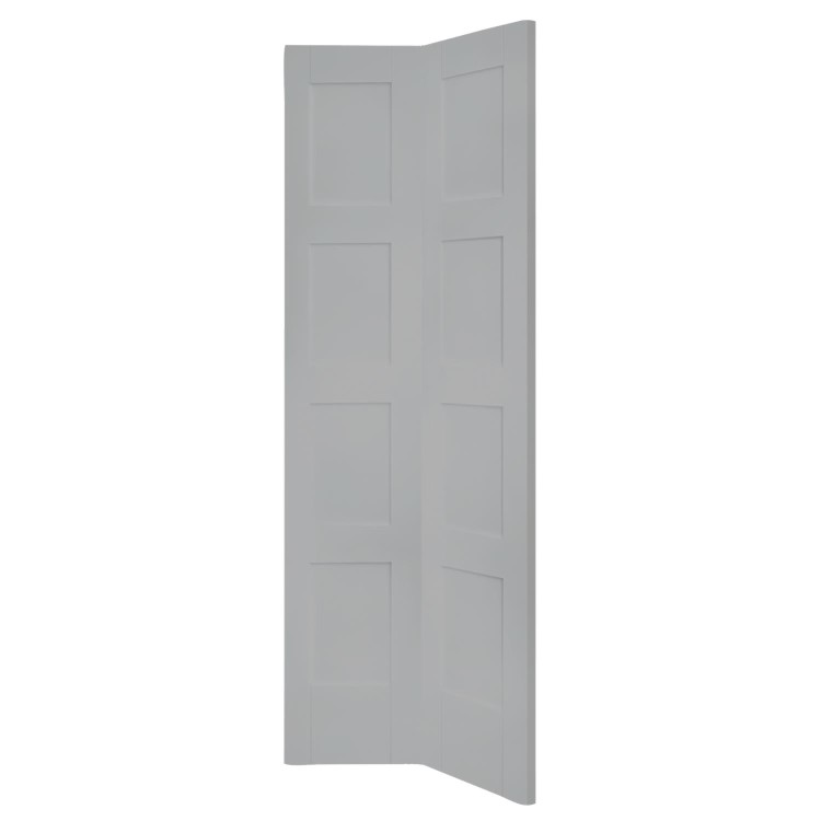 Shaker 4 Panel Bi-Fold Internal White Primed Door - White Primed, 1981 x 686 x 35 mm