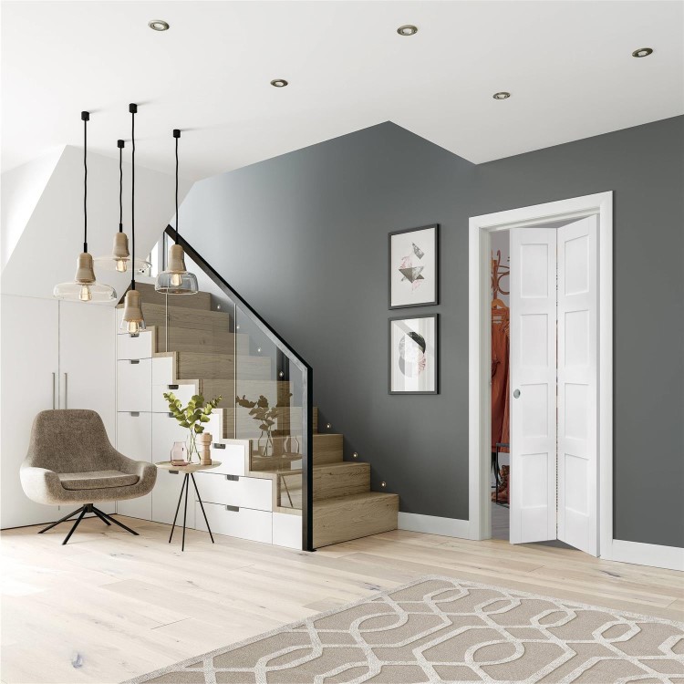 Internal White Primed 4-Panel Shaker Bi-Fold Door - 1981 x 762 x 35mm - XL Joinery