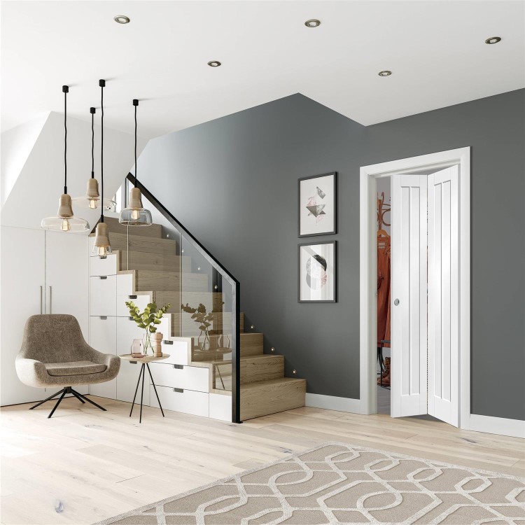 Worcester Internal White Primed Bi-Fold Door - White Primed, 1981 x 686 x 35 mm