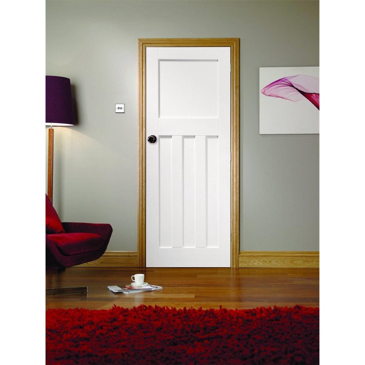 Internal White Primed 1930s 4-Panel FD30 Fire Door - 1981 x 686 x 44mm - DX - XL Joinery