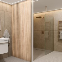GRADE A1 - Pack of 3 Waterproof Oak Slatted Wall Panels 2400 x 170 x 19mm