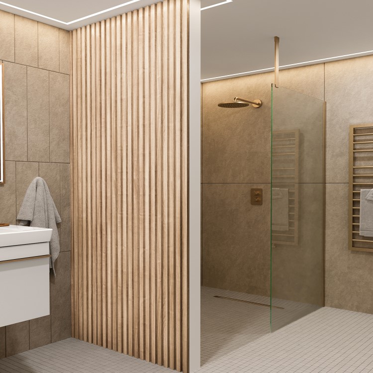 GRADE A1 - Pack of 3 Waterproof Oak Slatted Wall Panels 2400 x 170 x 19mm