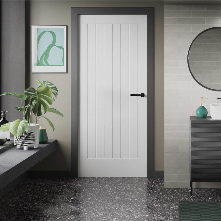 Internal White Primed Cottage FD30 Fire Door - 2040 x 826 x 44mm - Suffolk - XL Joinery