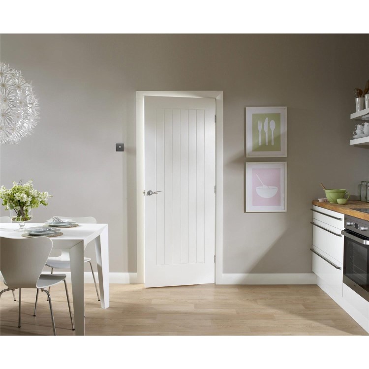 Internal White Primed Cottage FD30 Fire Door - 2040 x 826 x 44mm - Suffolk - XL Joinery