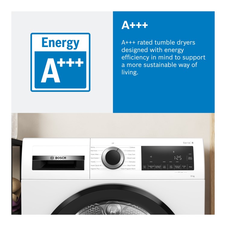 Bosch Series 8 9kg Heat Pump Tumble Dryer - White