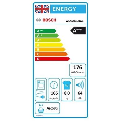 Refurbished Bosch Serie 6 WQG233D8GB Freestanding Heat Pump 8KG Tumble Dryer White