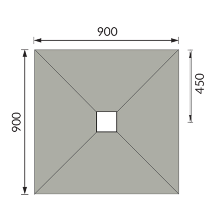 GRADE A1 - 900x900mm Square Level Acess Wet Room Shower Tray Former with Square Centre Drain - Live Your Colour