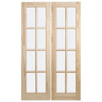 Internal Pine Traditional Glazed Rebated French Doors with Clear Glass  - Unfinished - 1981 x 1168 x 34mm - Newland Essential - XL Joinery