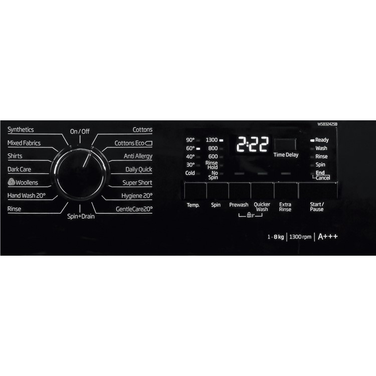 Beko WS832425B 8kg 1300rpm Freestanding Washing Machine - Black