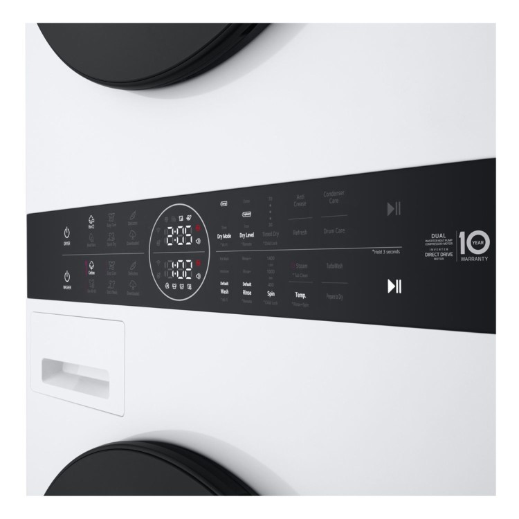 LG WashTower 12kg Wash 10kg Dry 1400rpm Stacked Washer Dryer - White