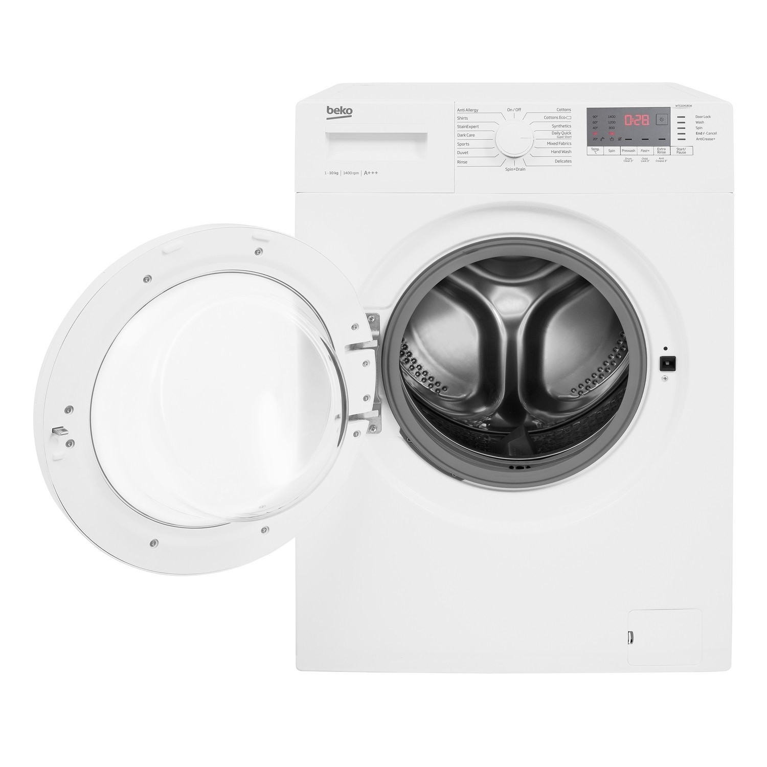 Beko WTG1041B1W 10kg 1400rpm Freestanding Washing Machine With 28 Min
