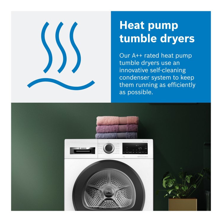 Bosch Series 4 8kg Heat Pump Tumble Dryer - White