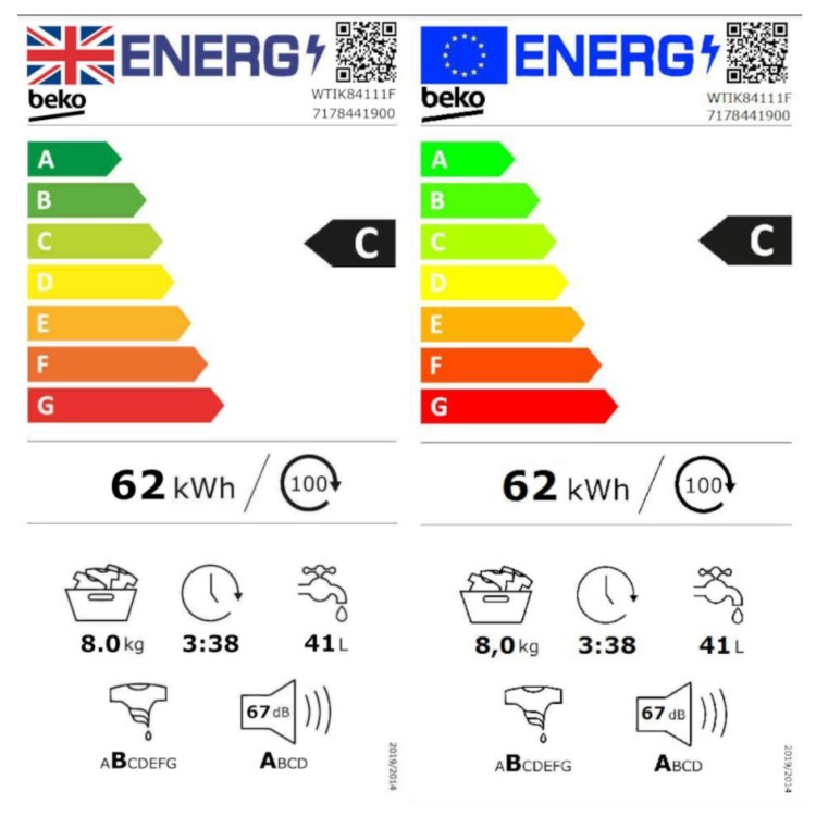Beko RecycledTub® 8kg 1400rpm Integrated Washing Machine - White