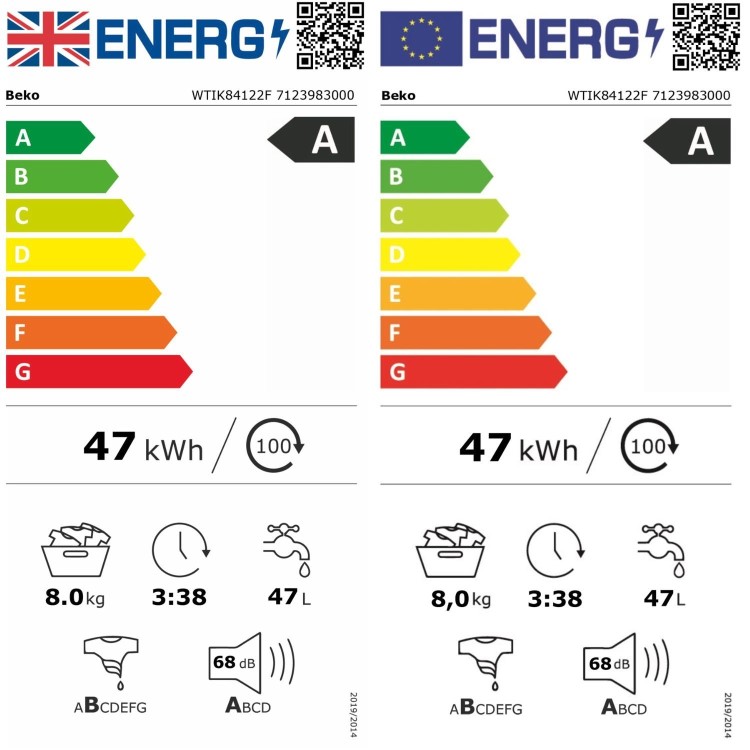 Beko RecycledTub&reg; 8kg 1400rpm Integrated Washing Machine - White