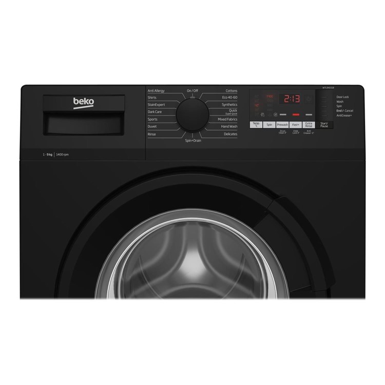 Refurbished Beko RecycledTub WTL94151B Freestanding 9KG 1400 Spin Washing Machine Black