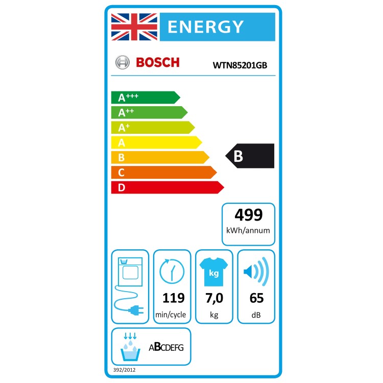 Refurbished Bosch Serie 4 WTN85201GB Freestanding Condenser 7KG Tumble Dryer White
