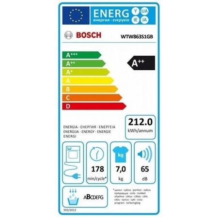 Bosch WTW863S1GB Exxcel 7kg Freestanding Heat Pump Tumble Dryer -White