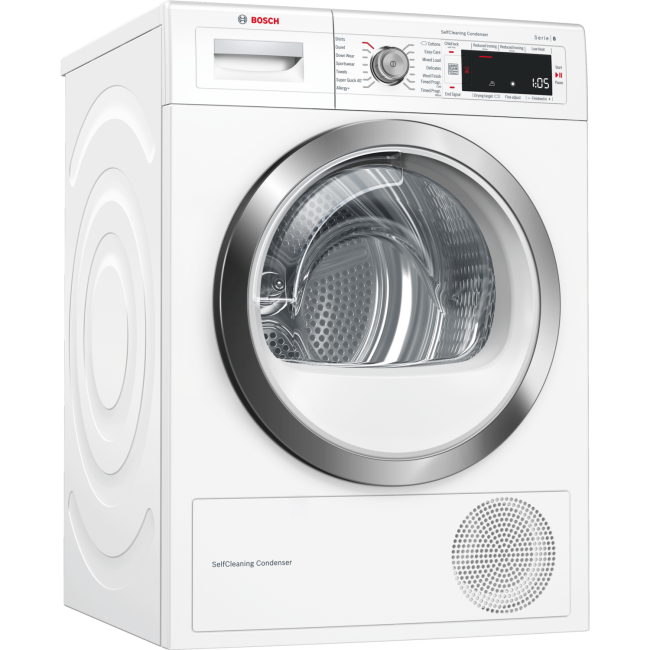 Bosch WTW87561GB Serie 8 9kg Freestanding Condenser Tumble Dryer With Heat Pump - White