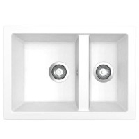RockLite Weston 1.5 Bowl Inset / Undermount White Composite Kitchen Sink