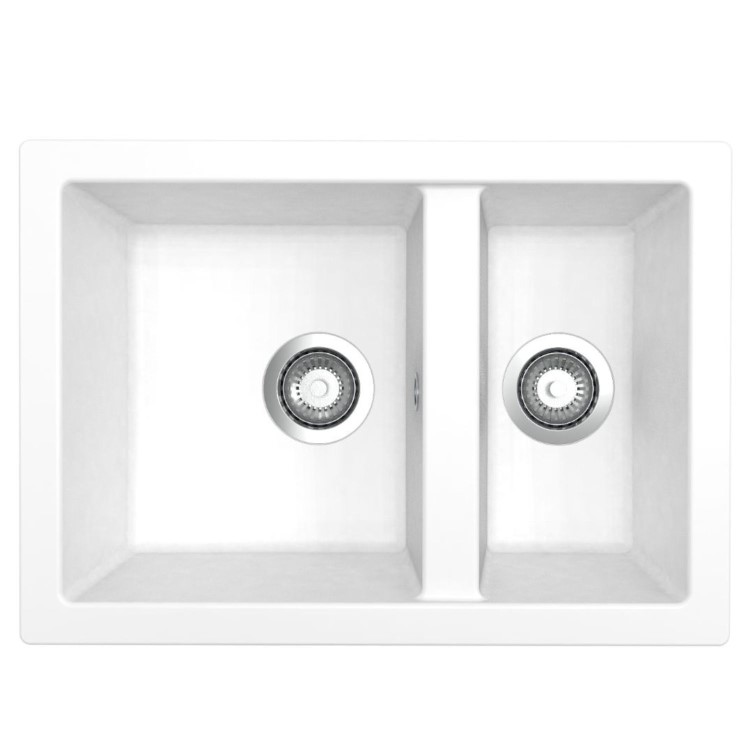 RockLite Weston 1.5 Bowl Inset / Undermount White Composite Kitchen Sink