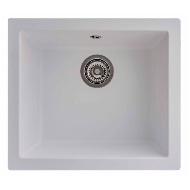 RockLite Weston Single Bowl Inset / Undermount White Composite Kitchen Sink
