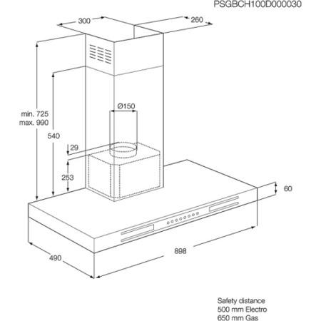 Grade A1- As New- AEG Designer Touch Control 90cm Chimney Hood
