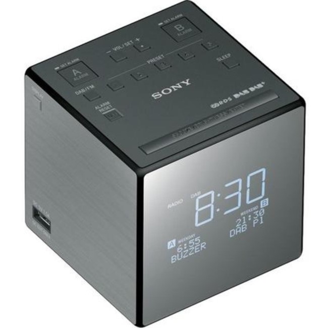 Sony Portable DAB/DAB+/FM Mirrored Digital Clock Radio